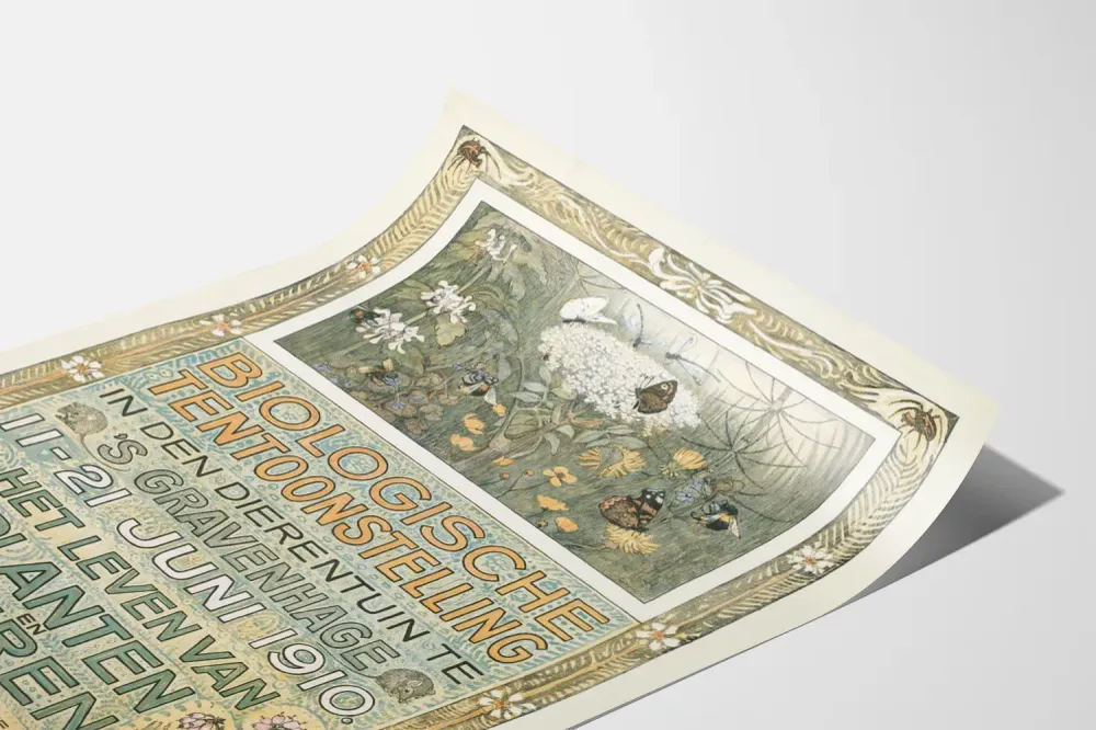 Seinäkoristejuliste biologianäyttelystä 1910