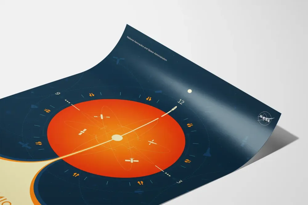Sisustustuloste Syvän avaruuden atomikello - Avaruusteema oranssi
