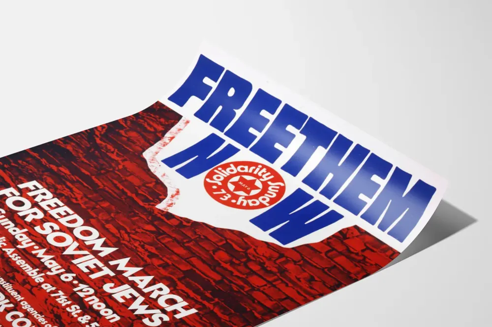 Solidaarisuus Free Them Now -juliste Neuvostoliiton juutalaisten marssille