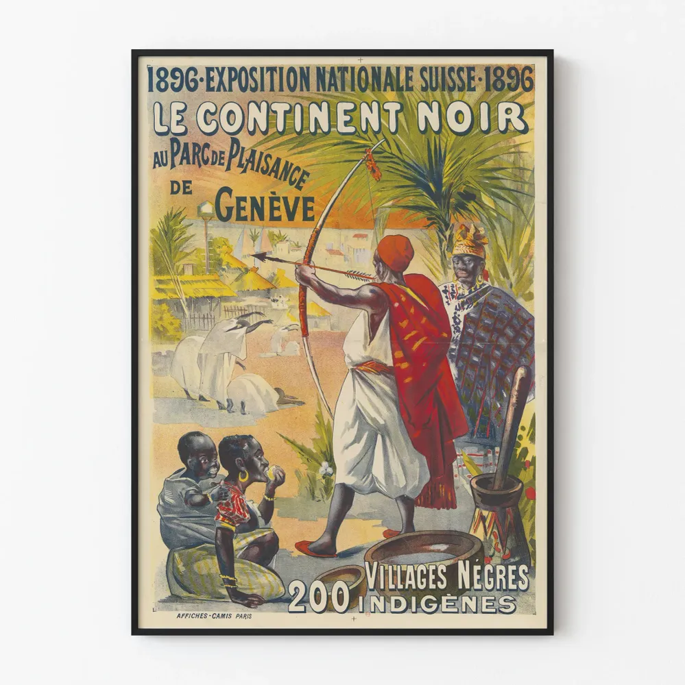 Sveitsin kansallinen näyttelyjuliste 1896 – Musta manner Genèveissä