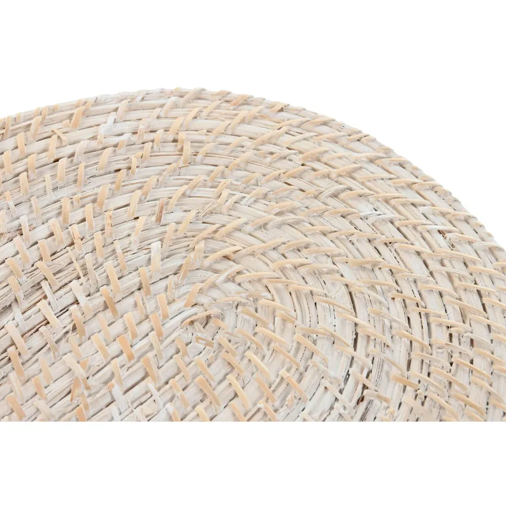 Tabletti Home ESPRIT Valkoinen Luonnollinen Bambu Rottinki 40 x 30 x 1 cm
