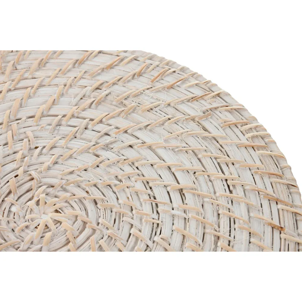 Tabletti Home ESPRIT Valkoinen Luonnollinen Bambu Rottinki 34 x 34 x 1,5 cm