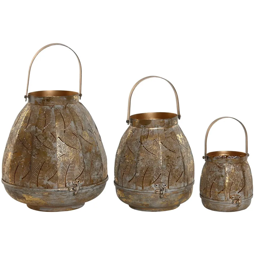 Tablettisetti Home ESPRIT Kullattu Metalli 25 x 25 x 28 cm
