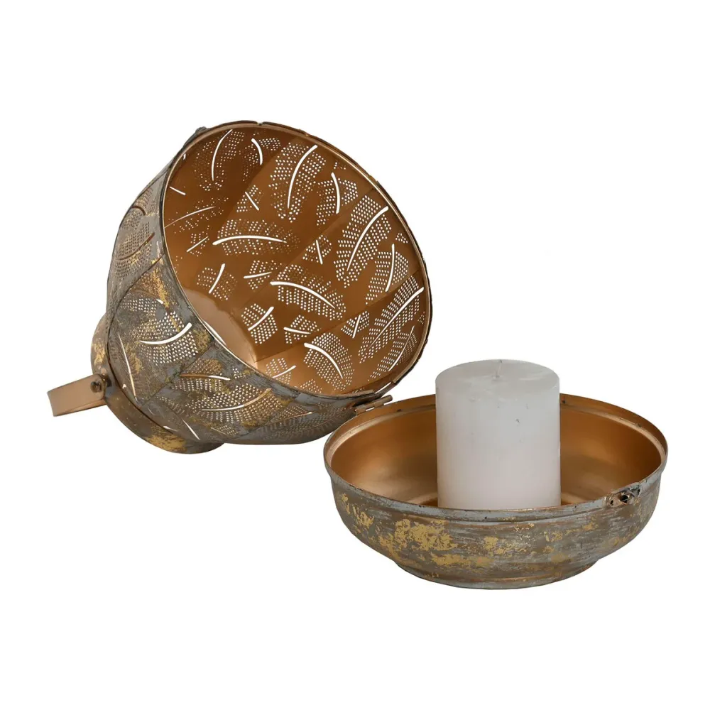 Tablettisetti Home ESPRIT Kullattu Metalli 25 x 25 x 28 cm