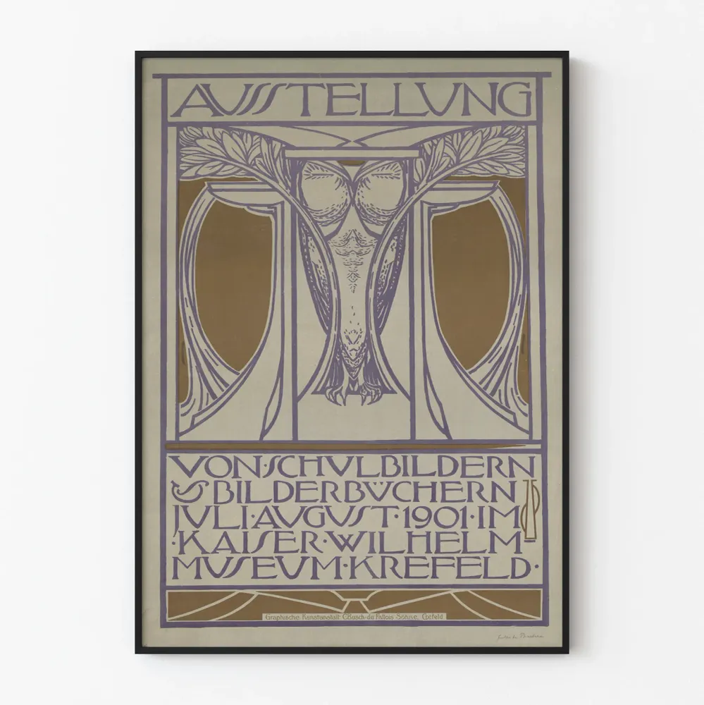 Taidenäyttelyn juliste koulu ja kuvitetut kirjat 1901