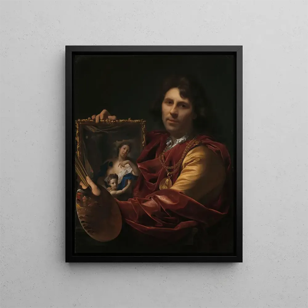 Taidetuloste Autoportrait avec le portrait de sa femme Margaretha van Rees et de leur fille Maria - Adriaen van der Werff