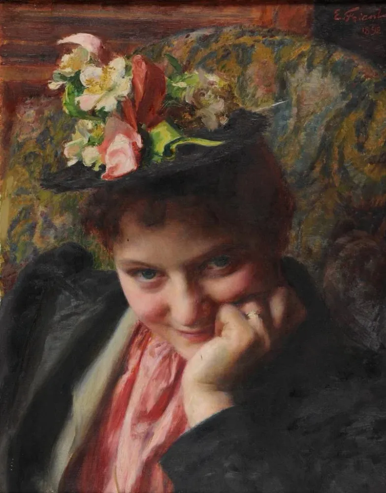 Taidetuloste Maalaus Kukkapäähine – Émile Friant | Taidetuloste