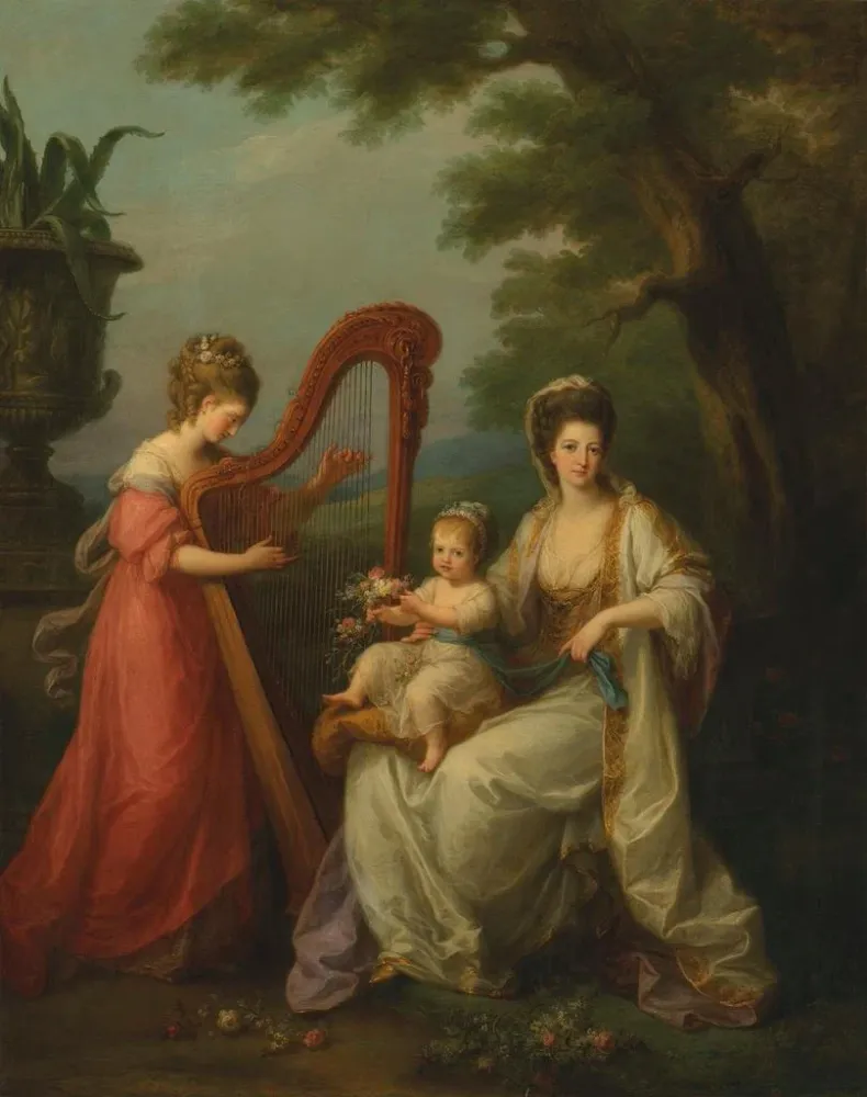 Taidetuloste Portrait de groupe de Lady Elizabeth Smith, comtesse Stanley de Derby, avec son fils en bas âge, Edward, futu...