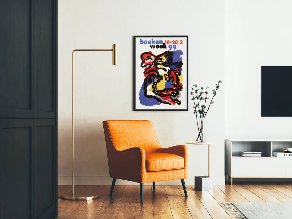 Taiteellinen abstrakti juliste Boekenweek 99