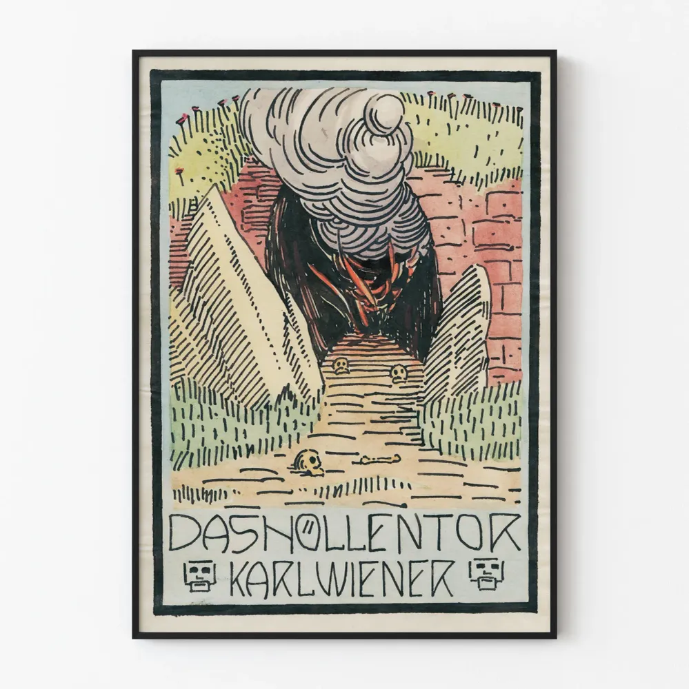 Taiteellinen juliste Das Hollentor ekspressionistiseen estetiikkaan