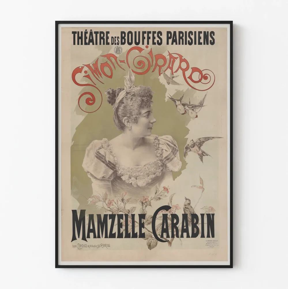 Teatteri Bouffes Parisiensin juliste Mamzelle Carabin Simon Girard