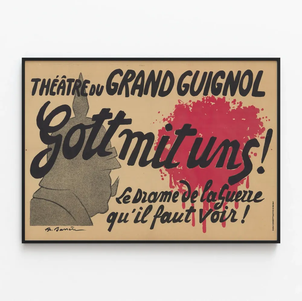 Teatteri Grand Guignolin juliste Gott mit uns - Sodan draama