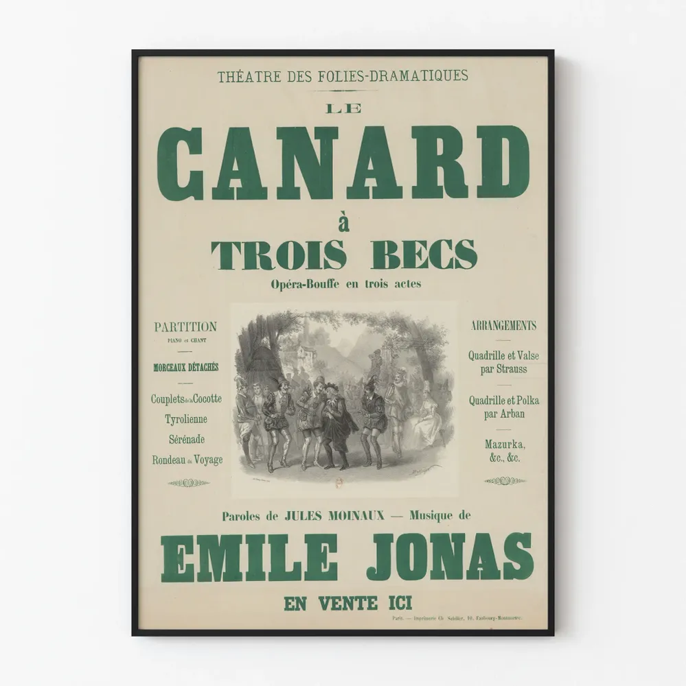 Teatterijuliste Le Canard à Trois Becs - Operetti kolmessa näytöksessä