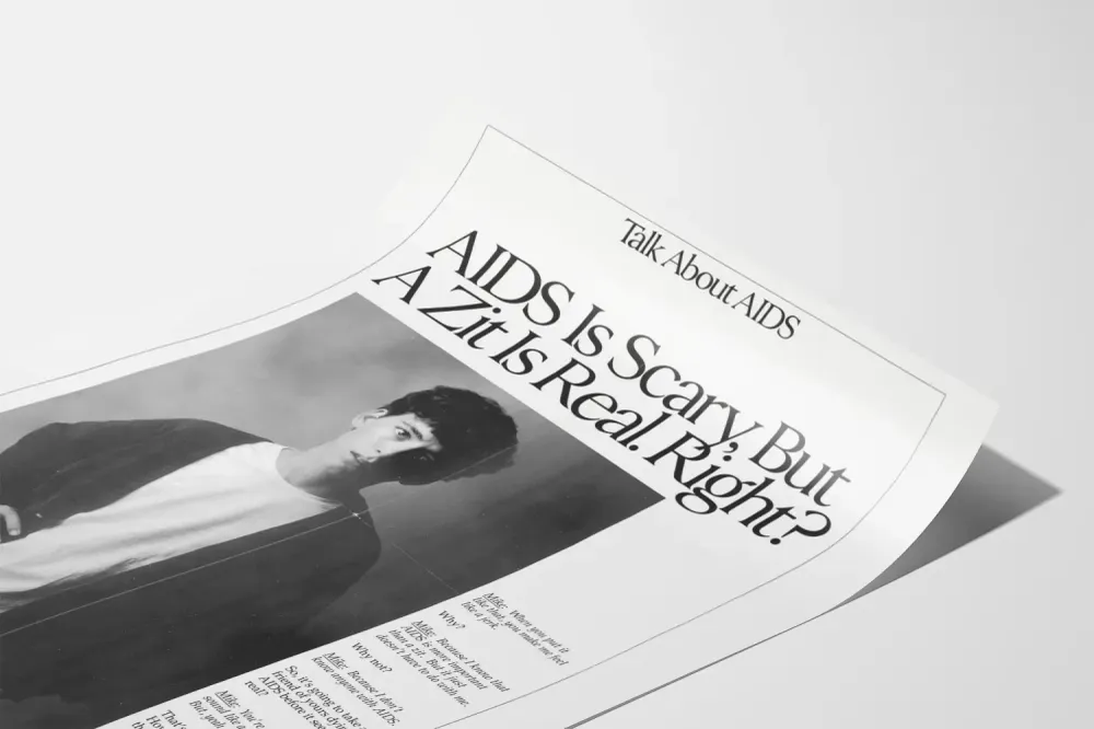 Tietoisuusjuliste HIV:stä "HIV on pelottava, mutta näppylä on todellinen"