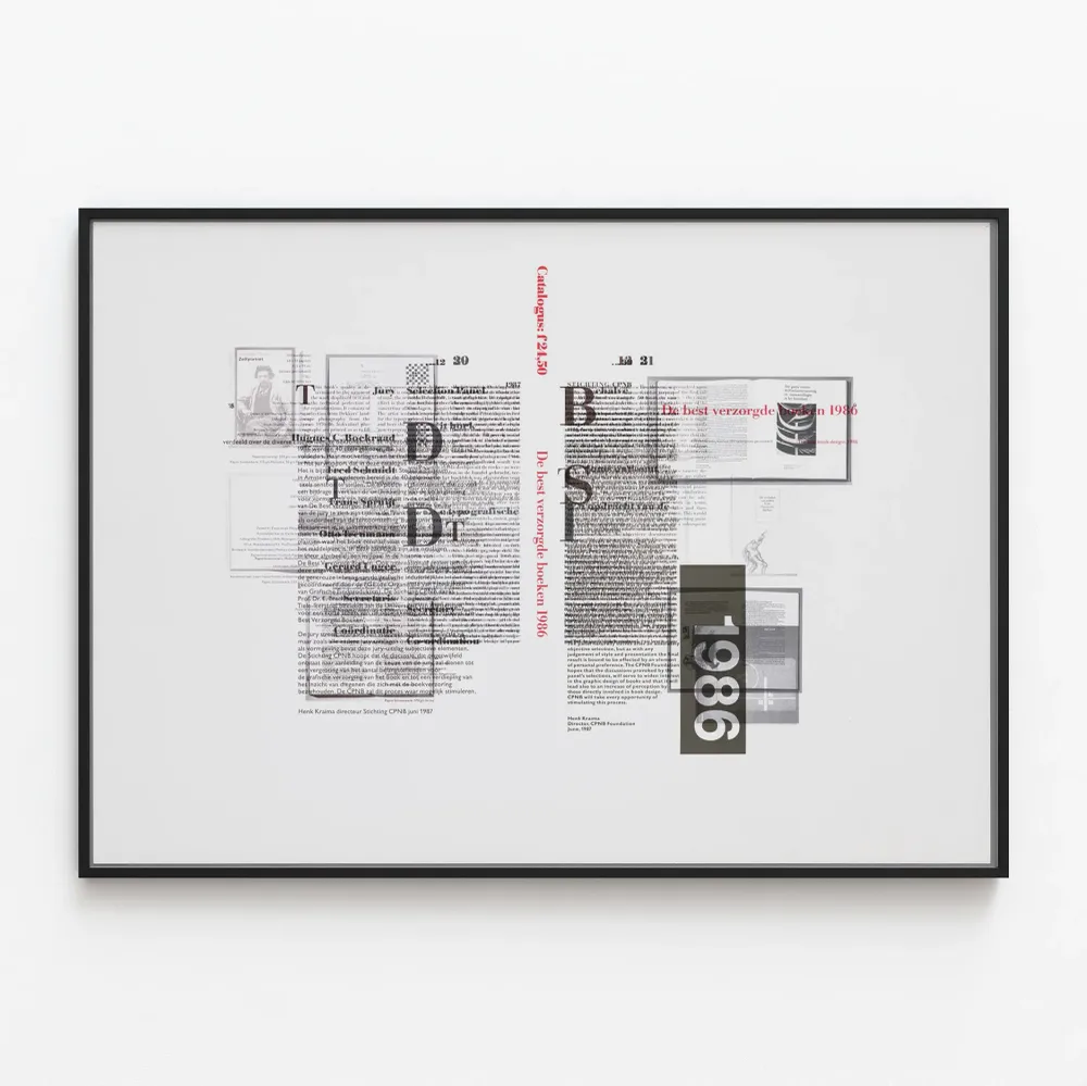 Typografinen juliste parhaiden hoidetumpien kirjojen suunnittelusta 1986