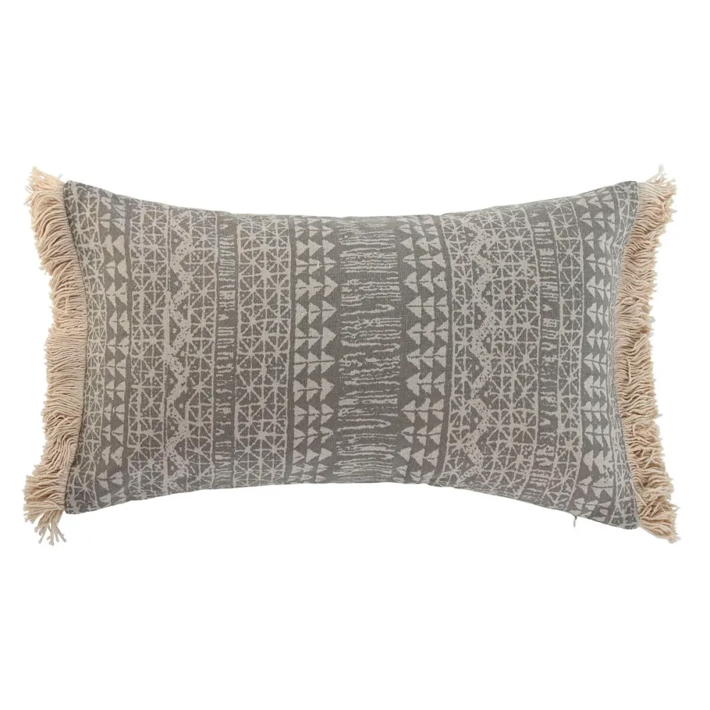 Tyyny Home ESPRIT Harmaa Luonnollinen Boho 50 x 8 x 30 cm