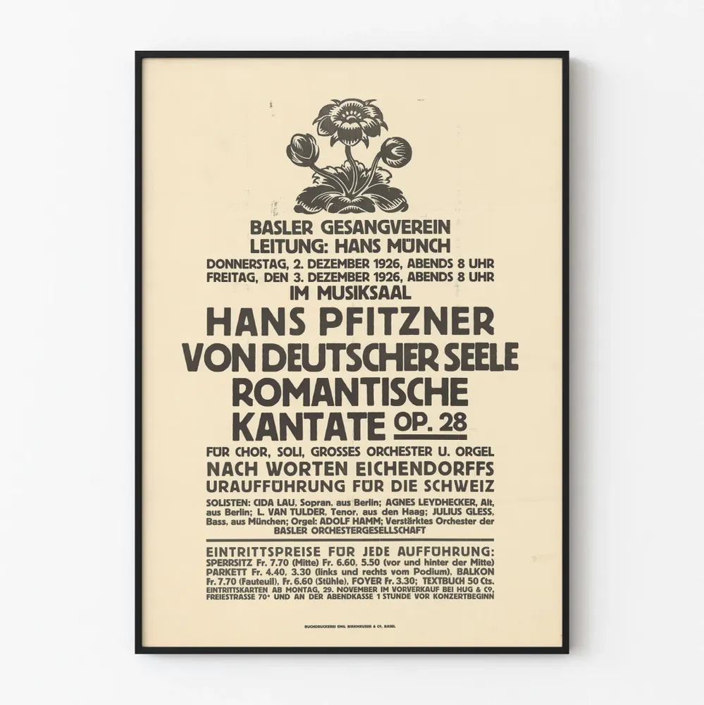 Vanha juliste Basler Gesangverein Kantate romantique