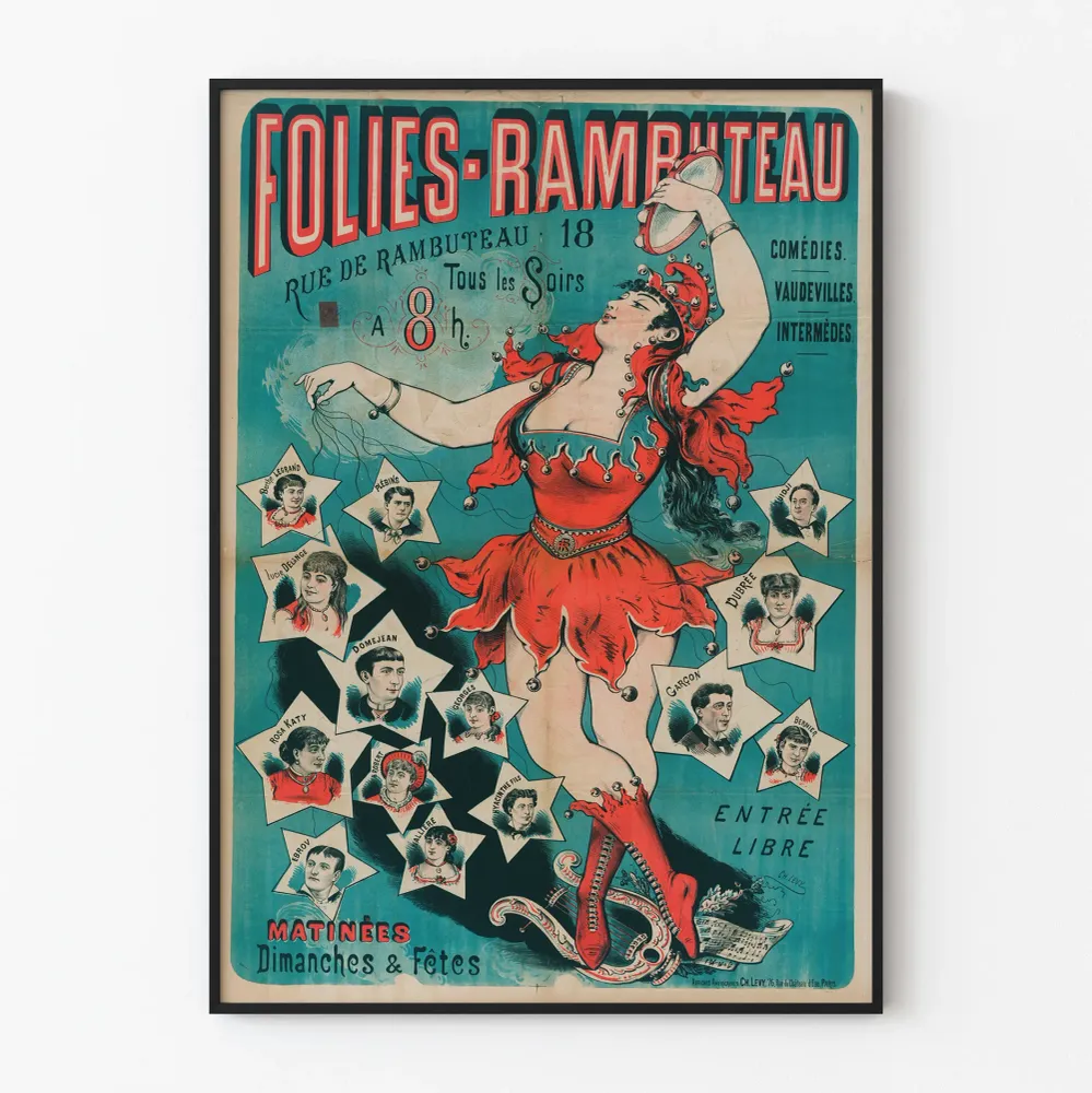 Vanha juliste Folies-Rambuteau koristeellinen
