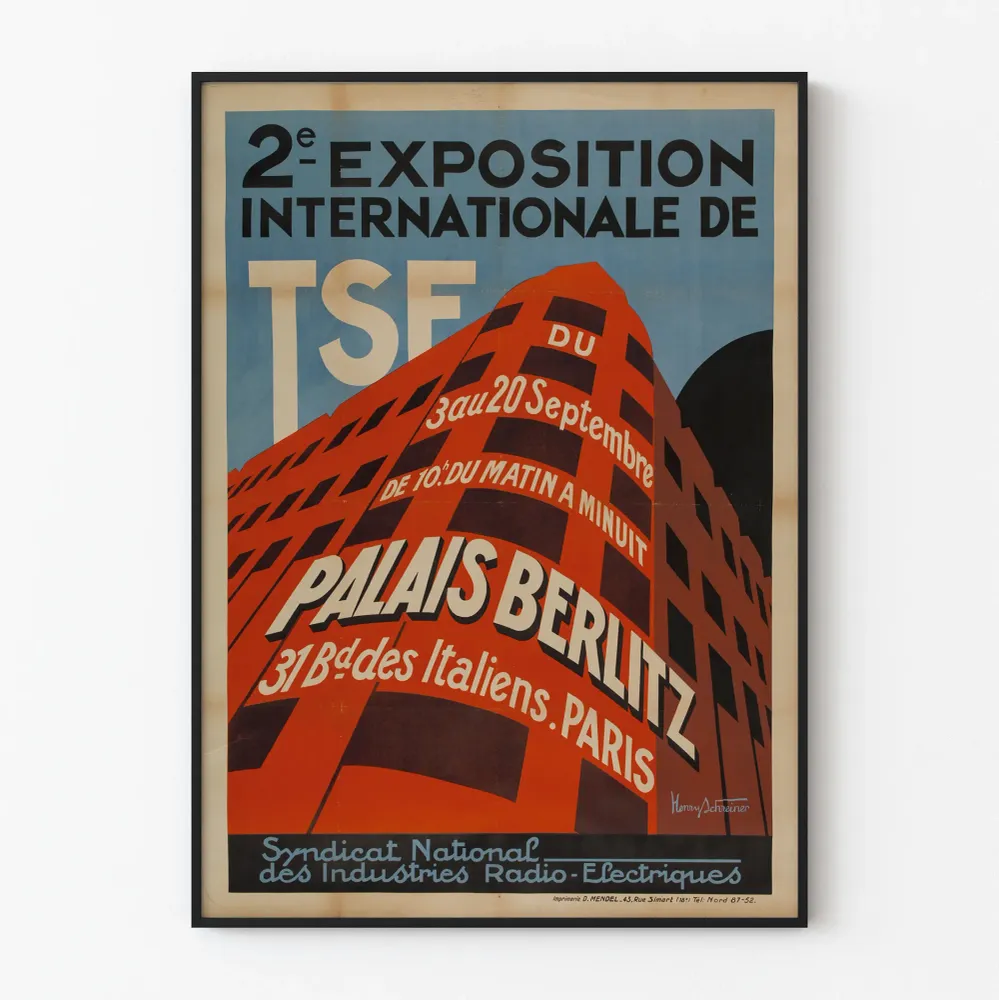 Vanha juliste 2. Kansainvälinen TSF-näyttely Palais Berlitz Pariisi