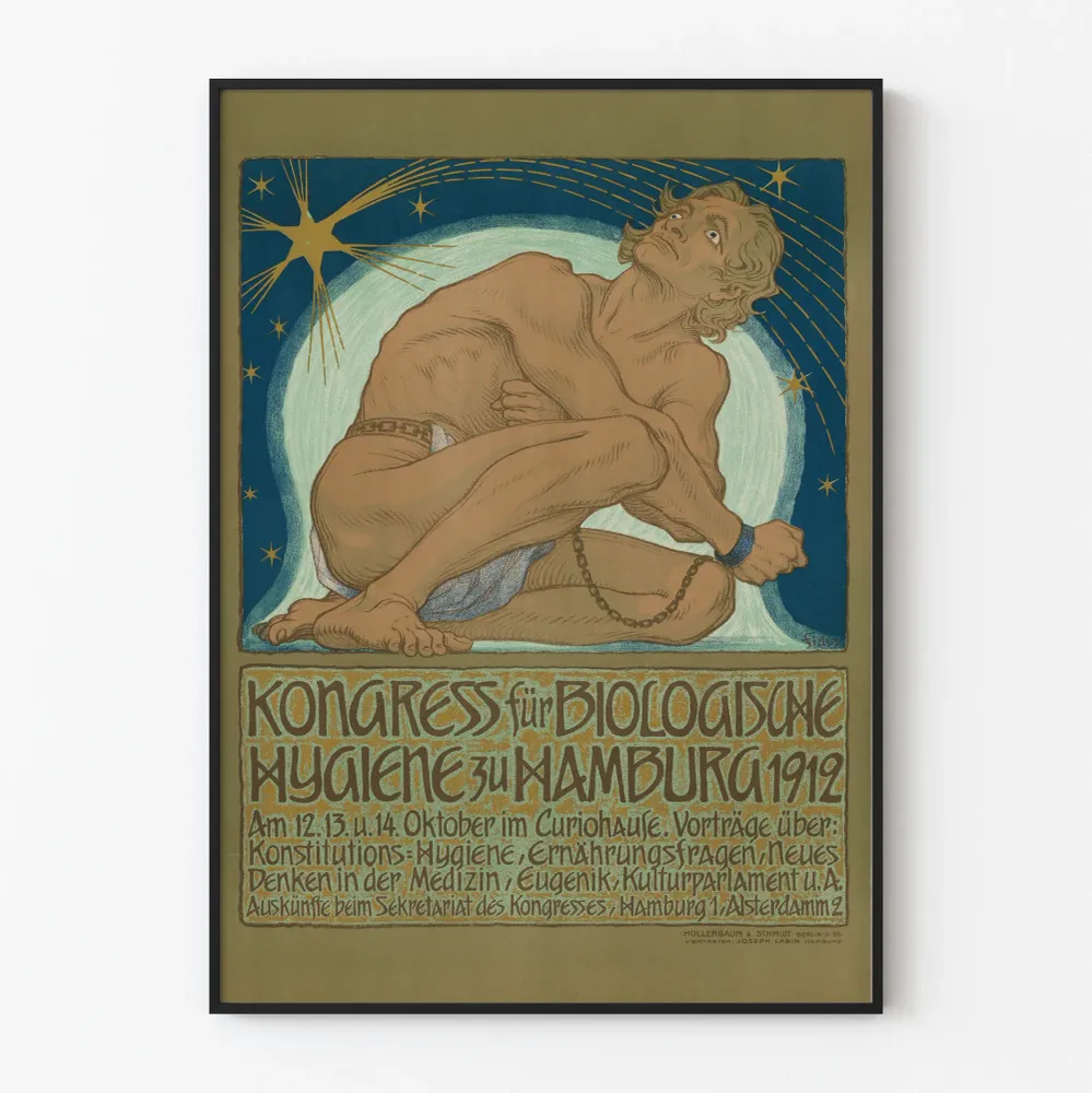 Vanha juliste Kongress für Biologische Hygiene Hampuri 1912