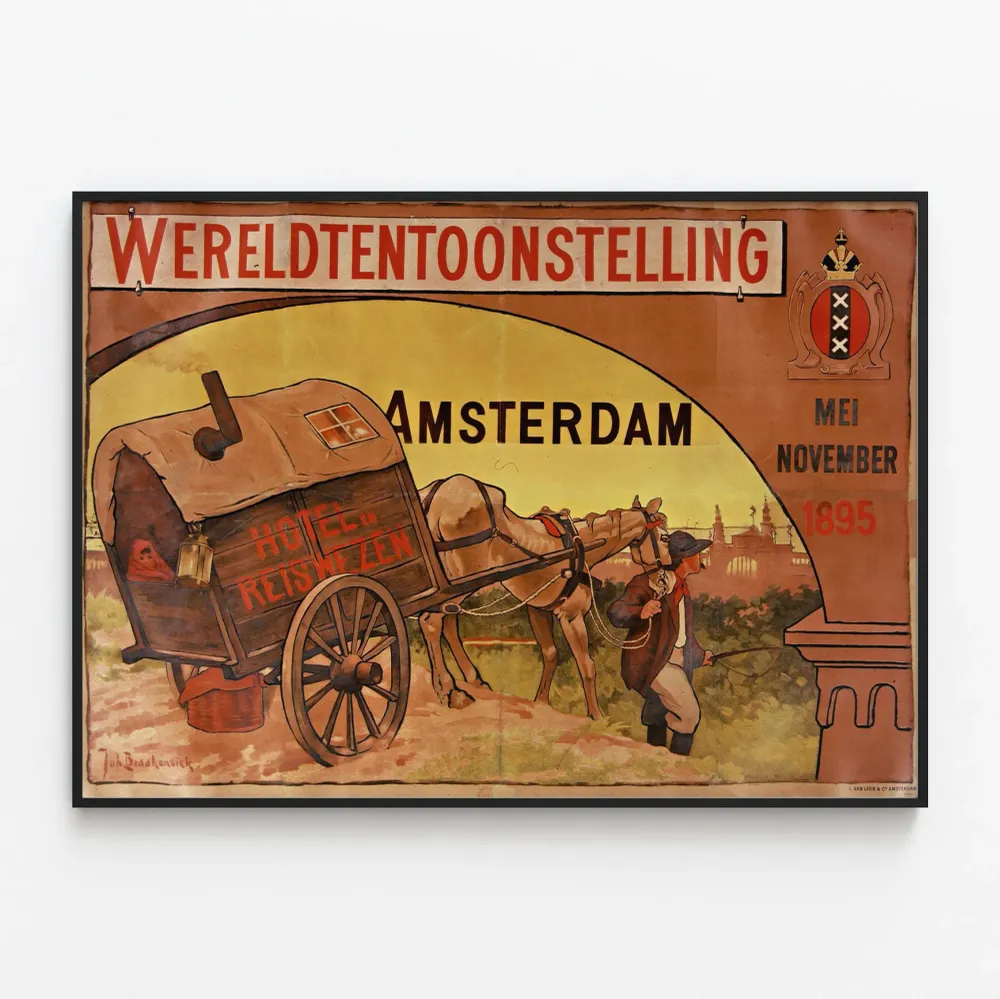 Vanha juliste maailmannäyttelystä Amsterdamin 1895