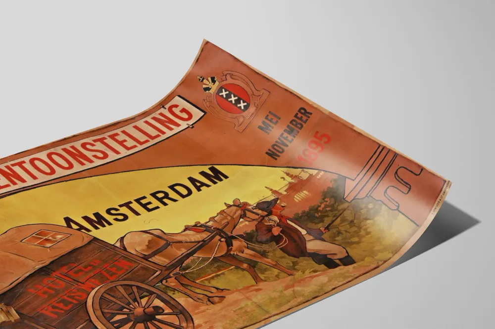 Vanha juliste maailmannäyttelystä Amsterdamin 1895