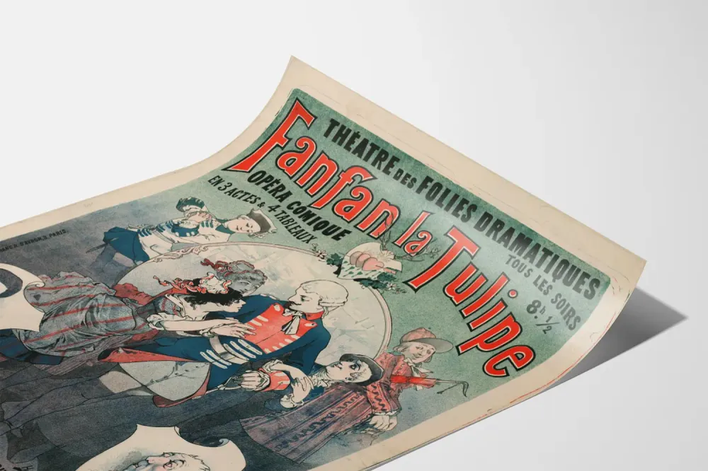 Vanha juliste Ooppera komiikka Fanfan la Tulipe Näytelmäteatteri Folies Dramatiques