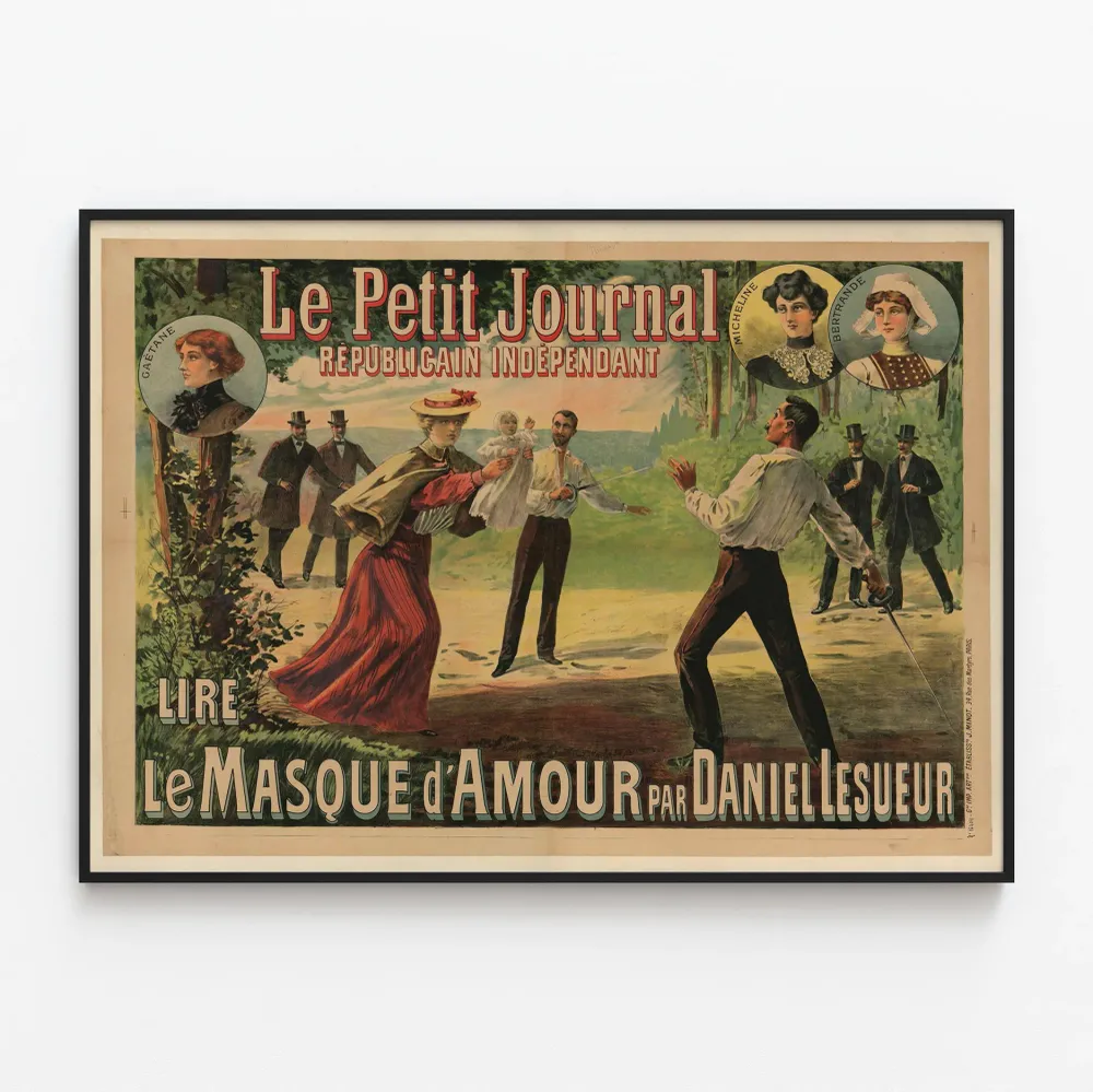 Vanha juliste Le Petit Journal - Le Masque d'Amour teokseelta Daniel Lesueur