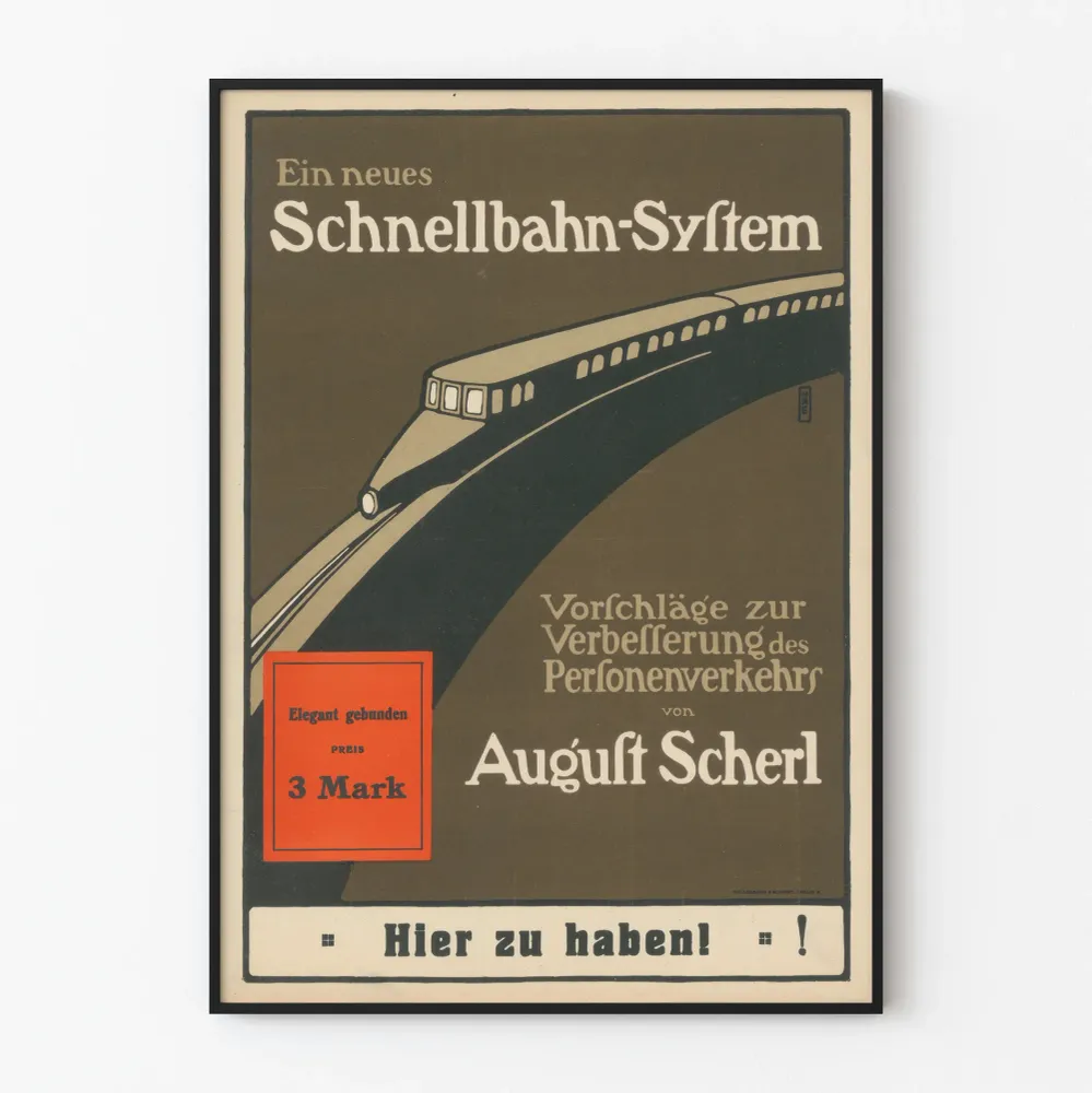 Vanha juliste Schnellbahn-järjestelmästä seinäkoristukseen