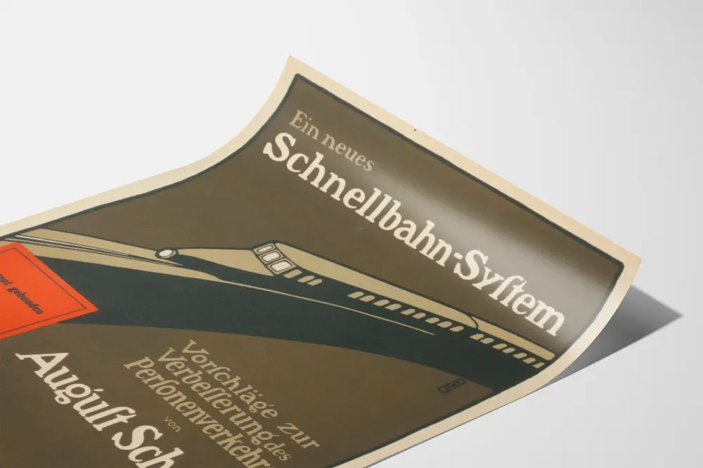Vanha juliste Schnellbahn-järjestelmästä seinäkoristukseen