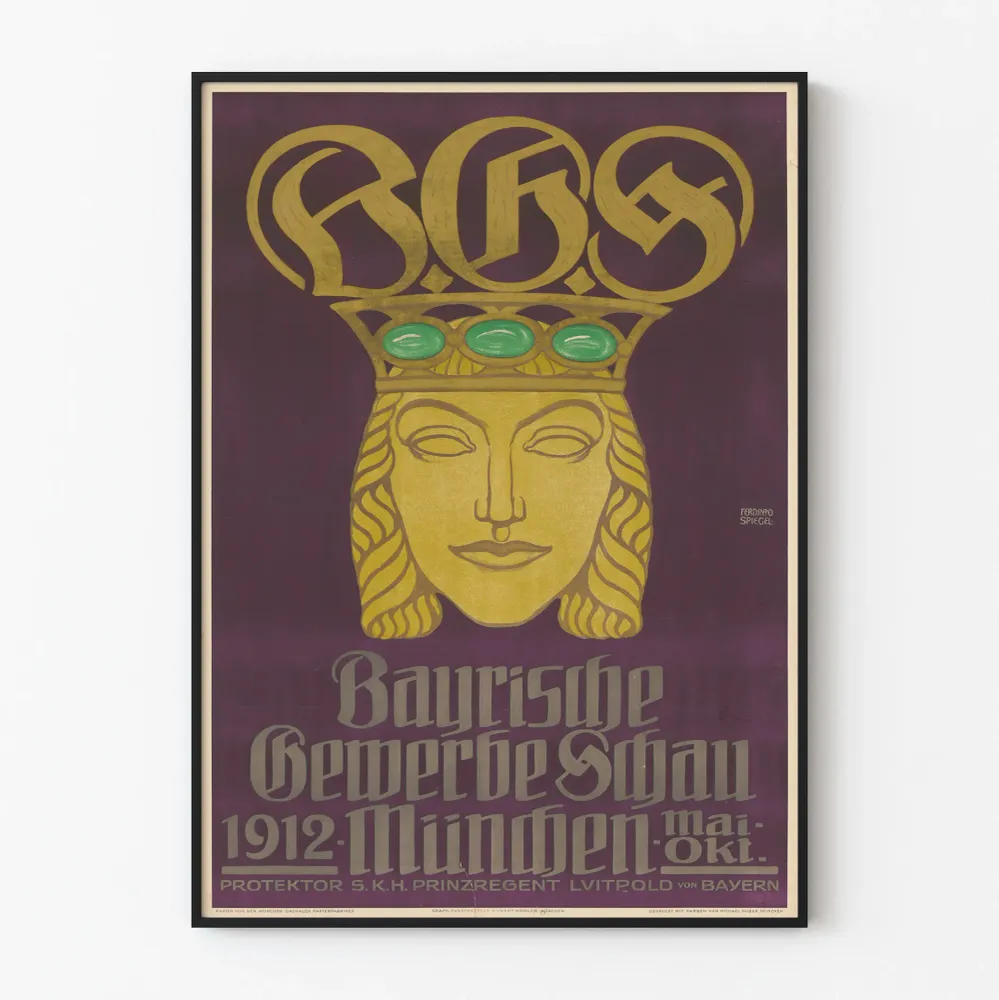 Vanha juliste seinäkoriste Bayrische Gewerbeschau 1912 München