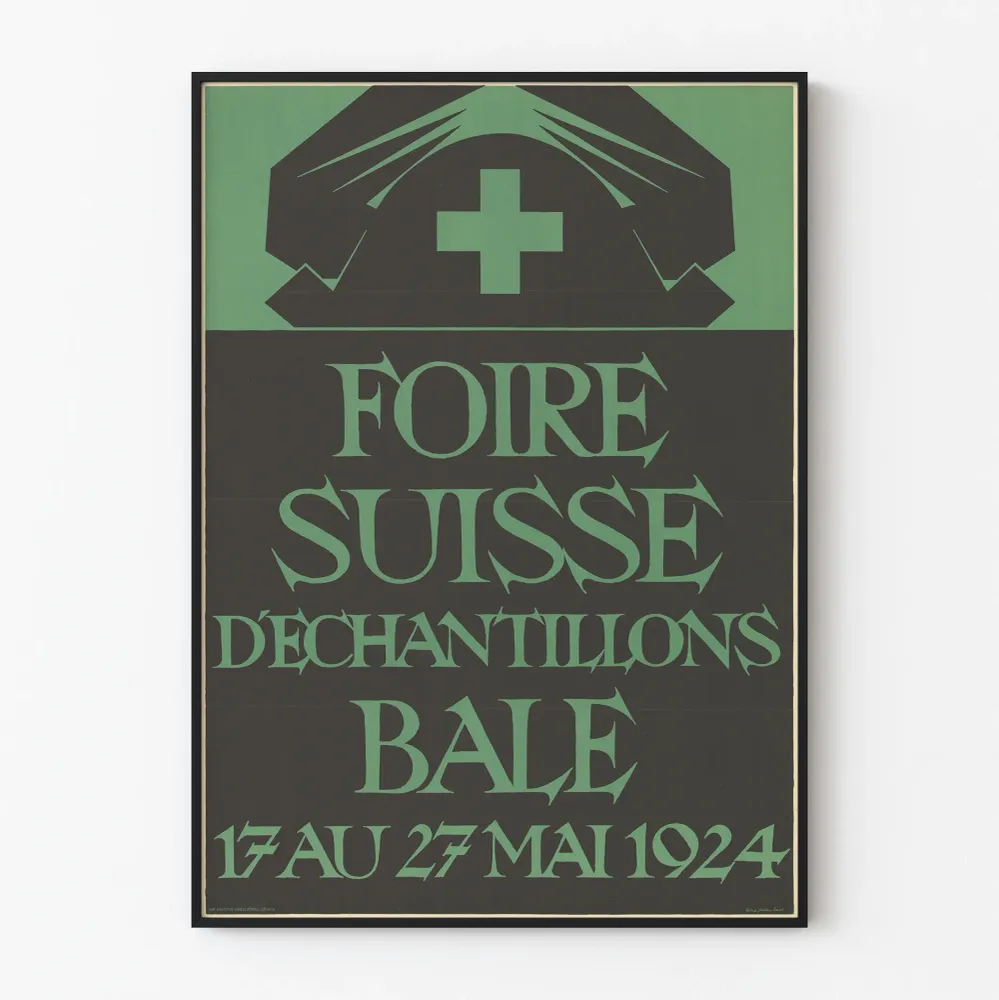 Vanha juliste Sveitsin näytteillehalli Basel 1924