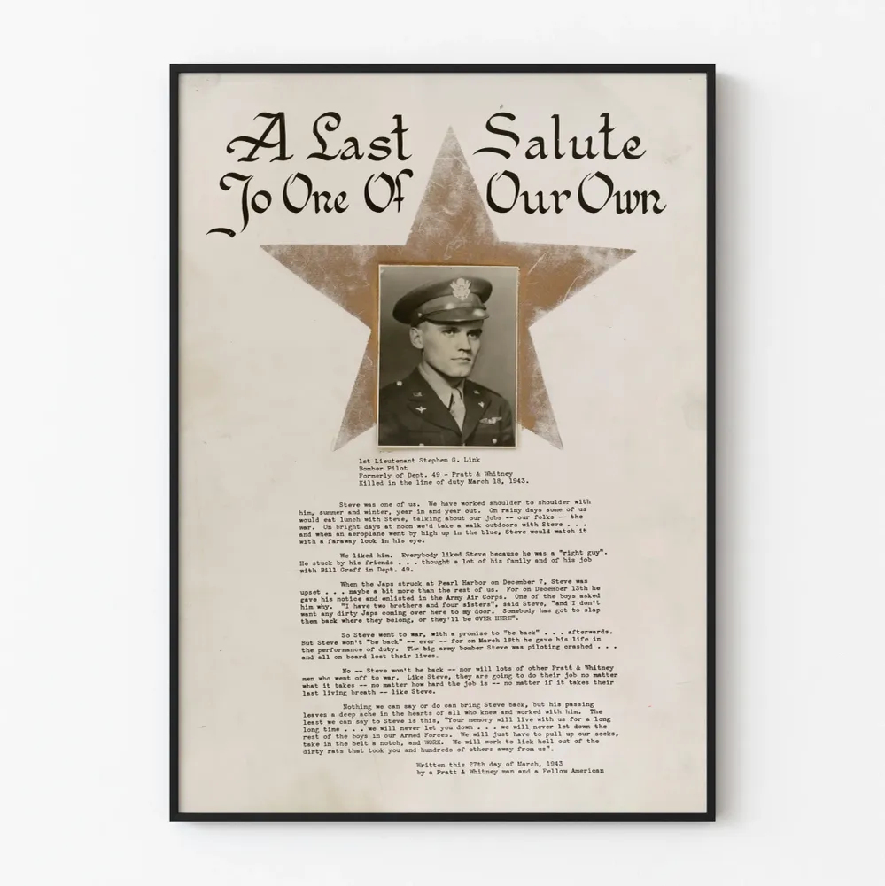 Veteraanijuliste muistoksi " Last Salute To One Our Own"