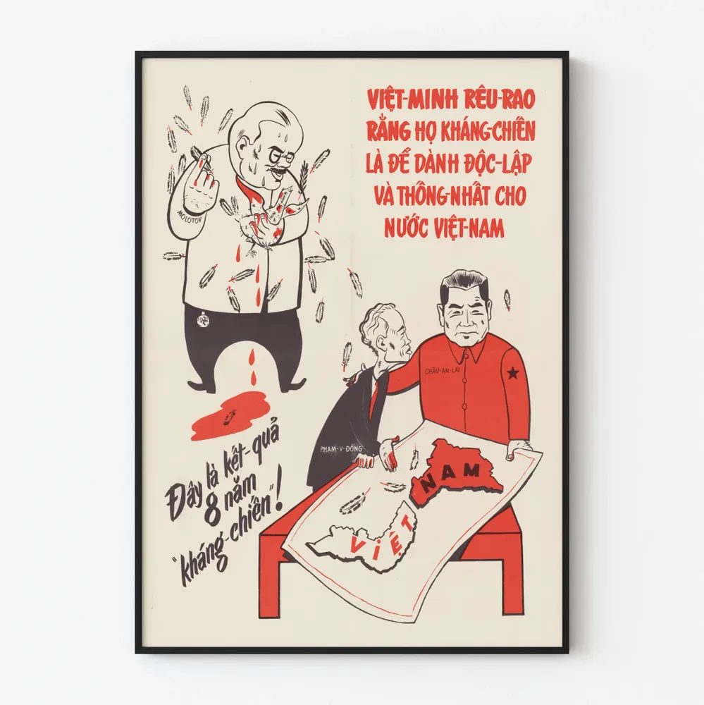 Vietnamilainen propagandajuliste itsenäisyyden ja yhdistymisen taistelusta