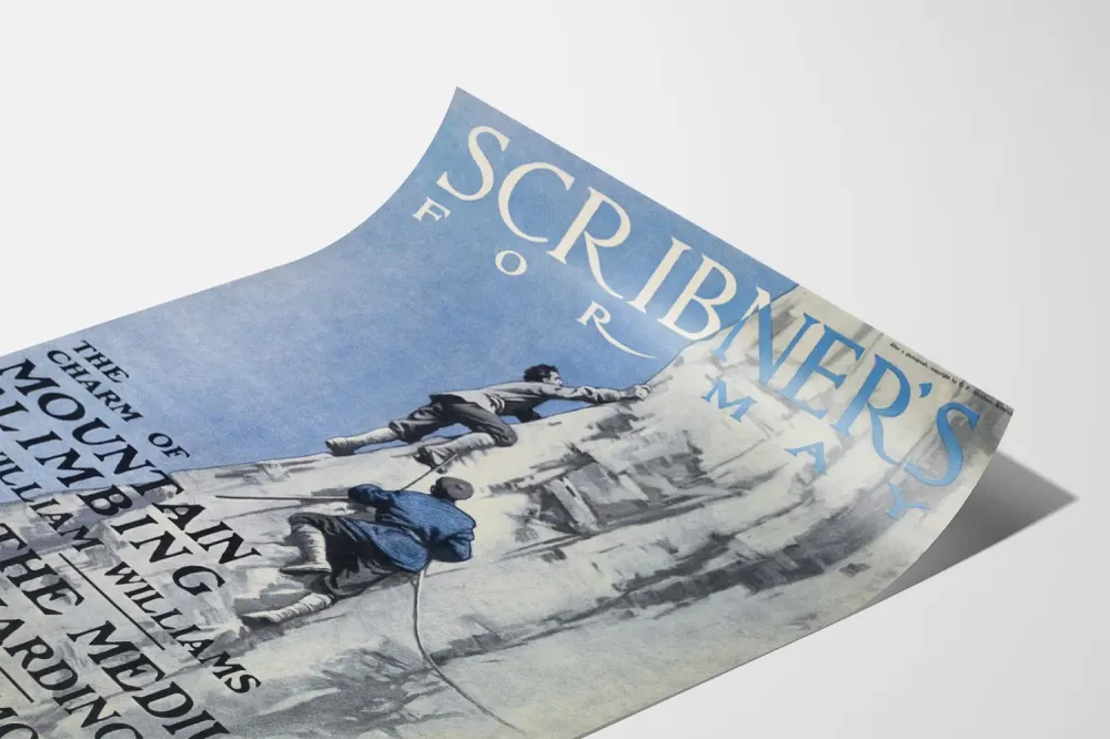 Vintage alppihiihtotaulu Scribner's toukokuu - inspiroiva seinäkoriste