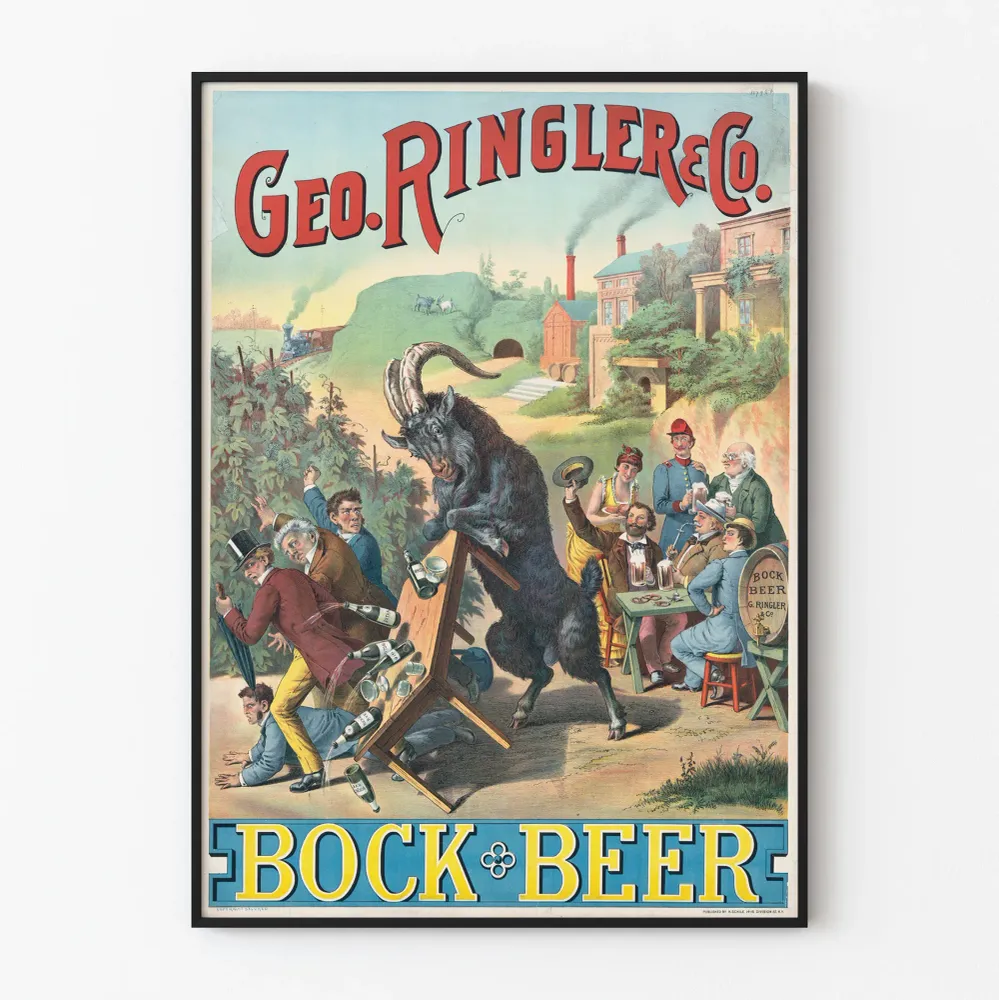 Vintage Bock Beer Geo. Ringler & Co. - Alkuperäinen seinäkoristelu Poster