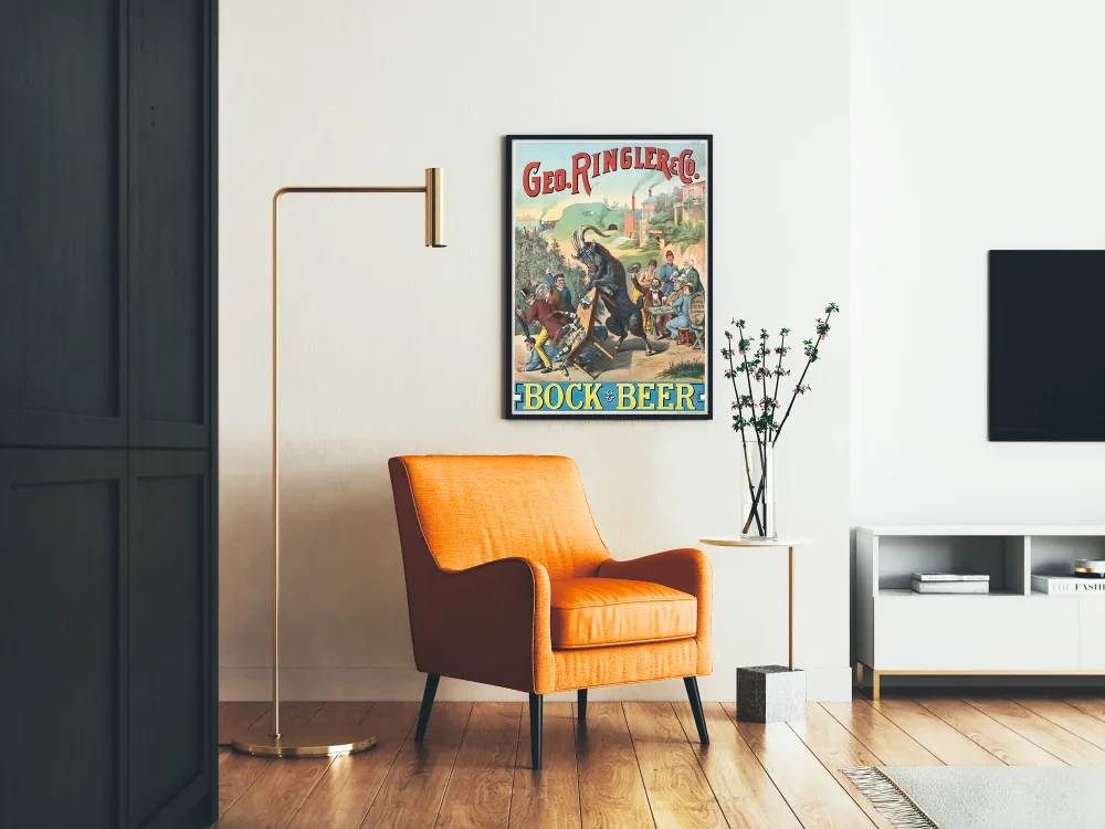 Vintage Bock Beer Geo. Ringler & Co. - Alkuperäinen seinäkoristelu Poster