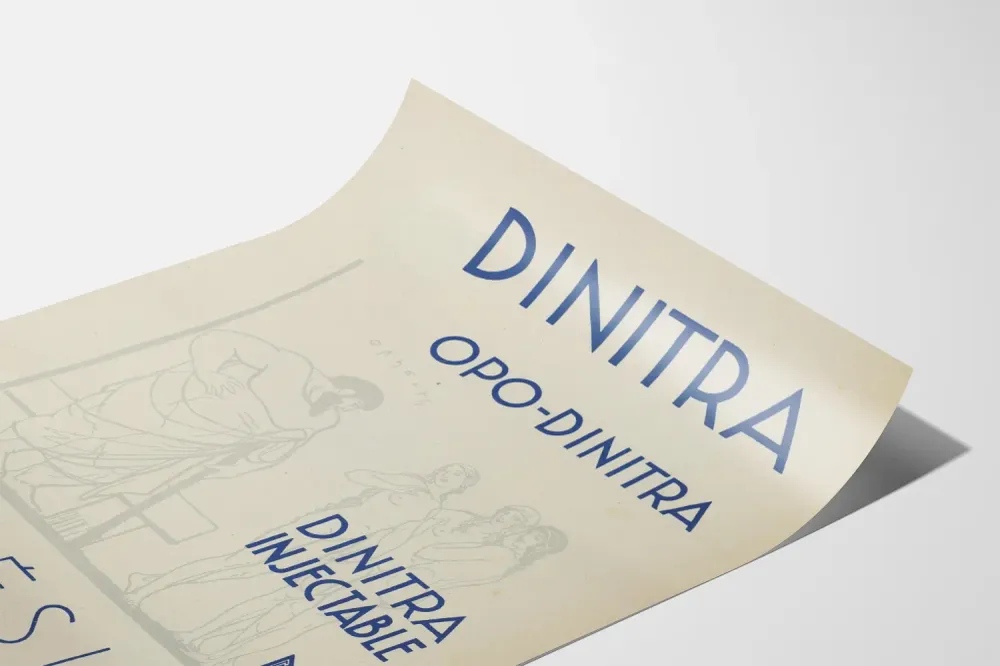 Vintage Dinitra Injektioposteri - Retro lääketieteellinen seinäkoristelu