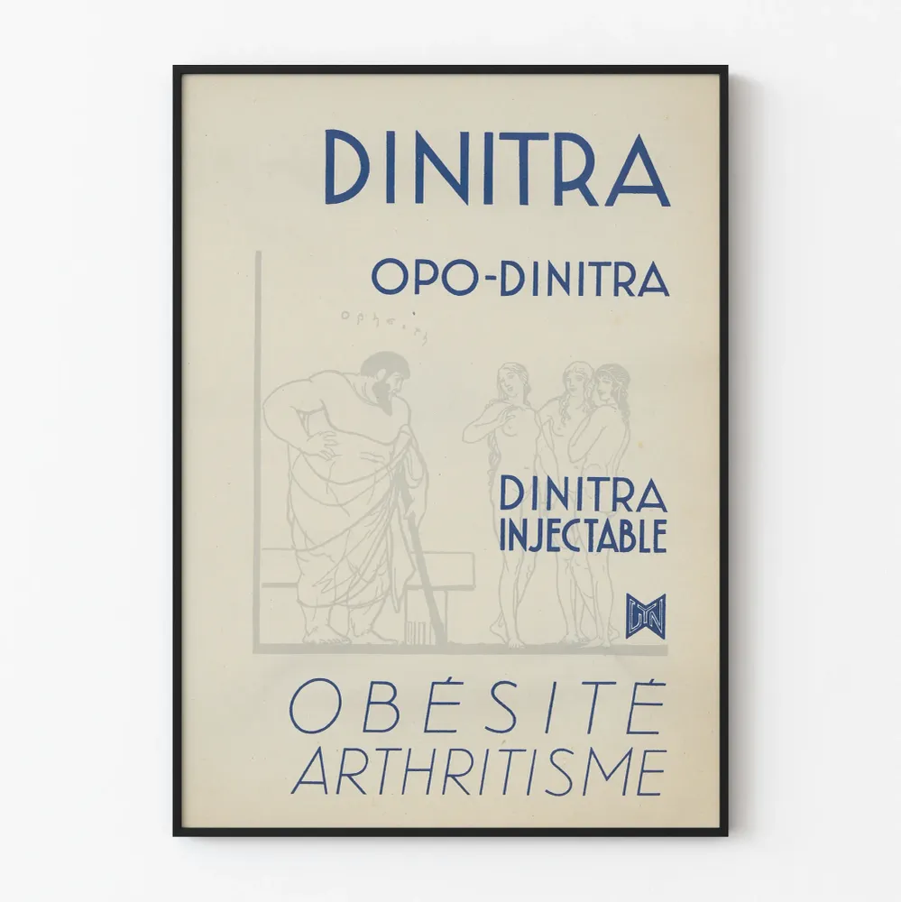Vintage Dinitra Injektioposteri - Retro lääketieteellinen seinäkoristelu