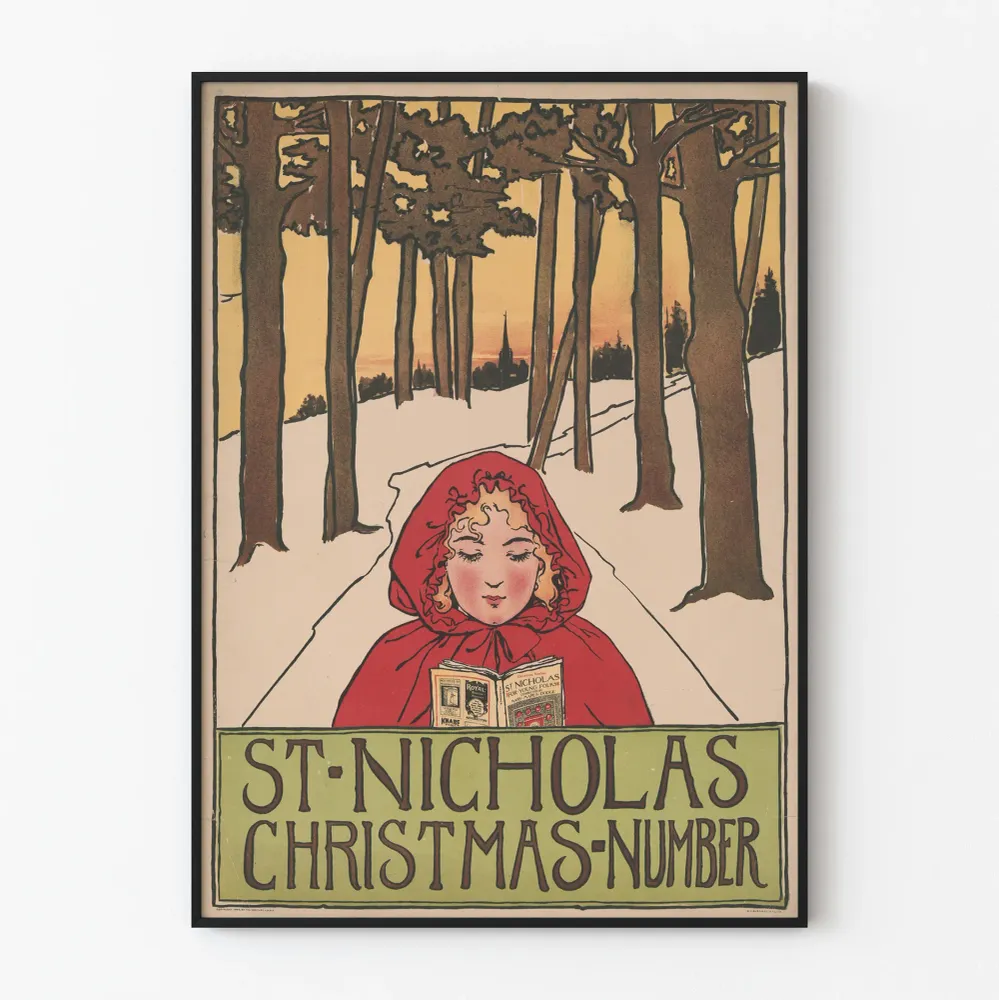 Vintage joulunäyttö Saint Nicholas lapsineen punaisessa takissa