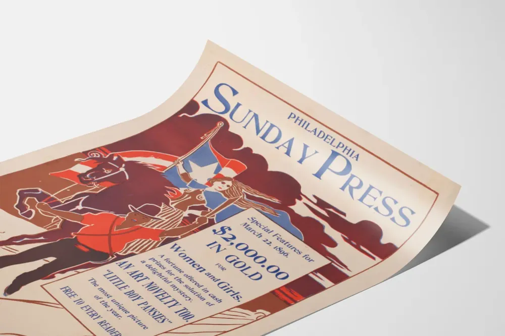 Vintage Philadelphia Sunnuntai Lehti 1896 - Retroseinäkke