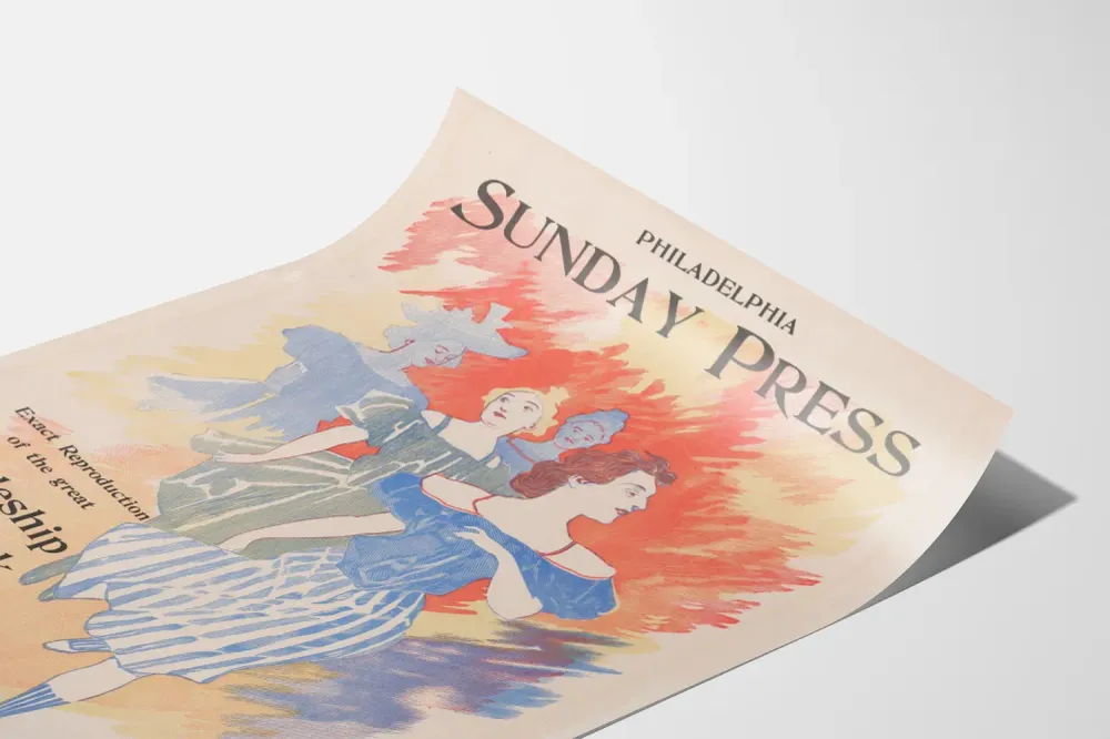 Vintage Philadelphia Sunnuntai Press toukokuu 1896 - Taiteellinen seinäkoristelu