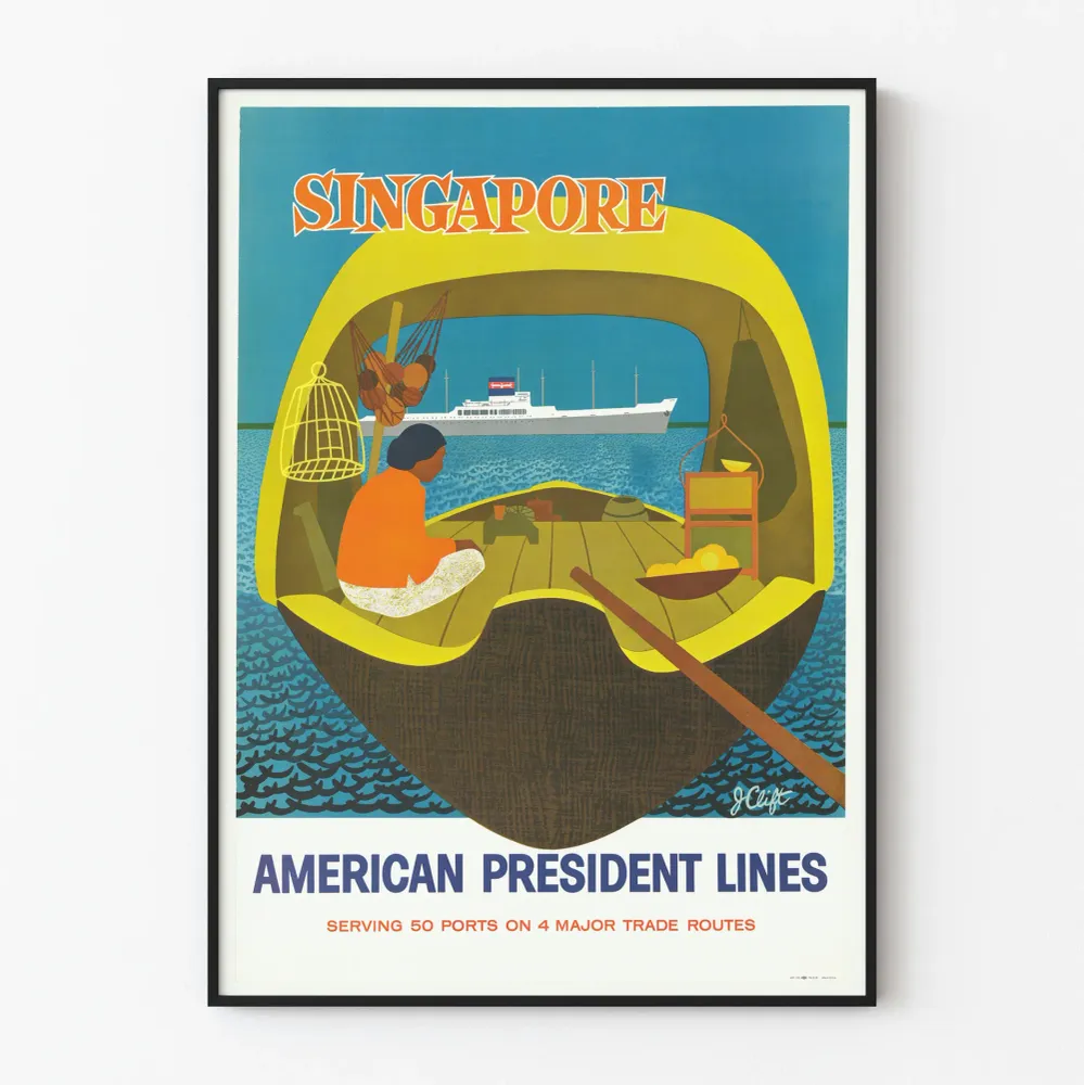 Vintage Singapore American President Lines - Meriaiheinen seinäkoriste