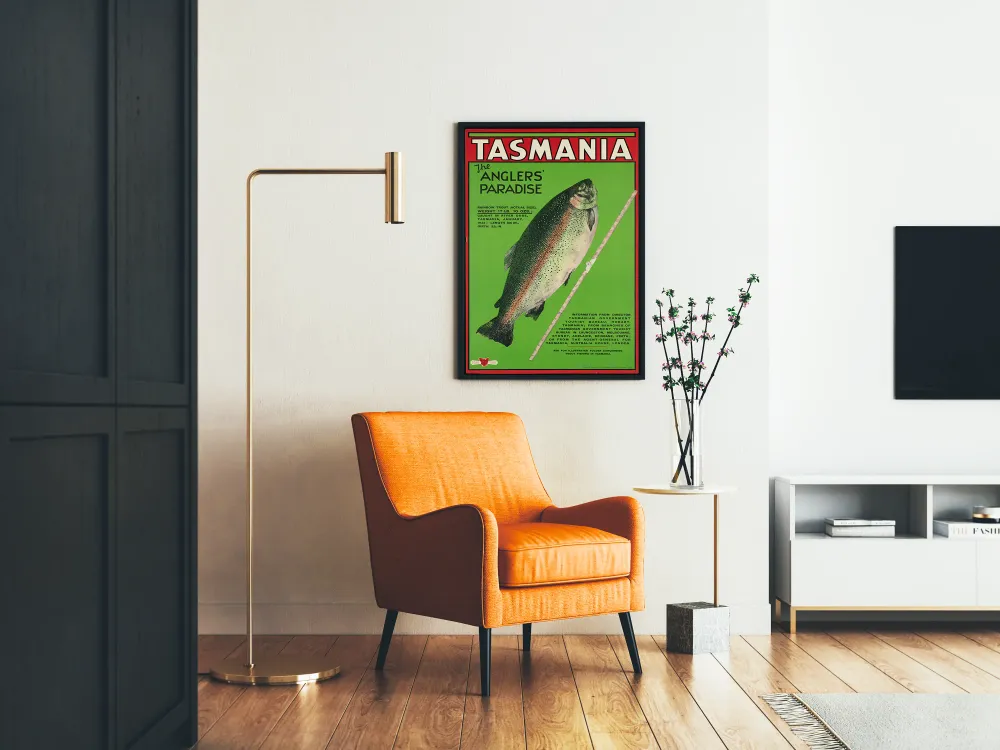 Vintage Tasmania Kalastajien paratiisi – Seinäkäsitys Kalastus ja Luonto