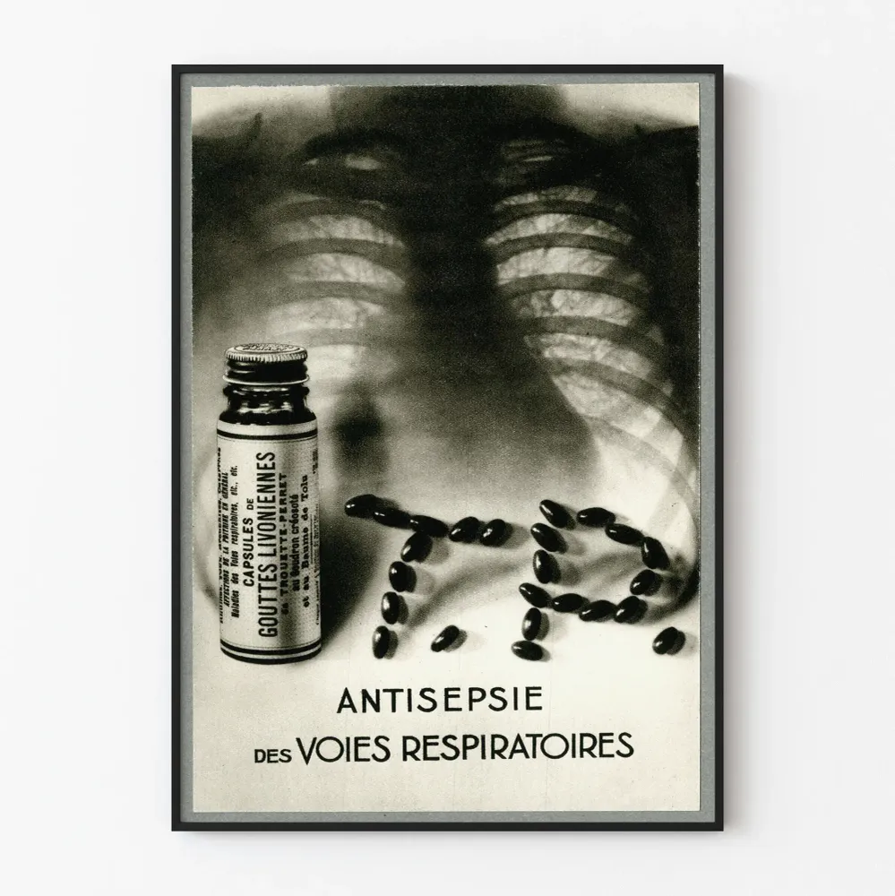 Vintageen hengitysteiden antiseptinen juliste
