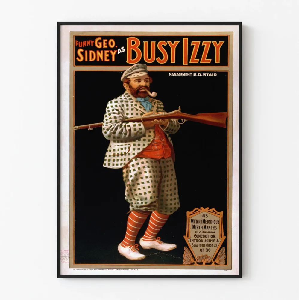 Vintagehauska Geo Sidney kuin kiireinen Izzy - Seinäkoriste Retro Juliste