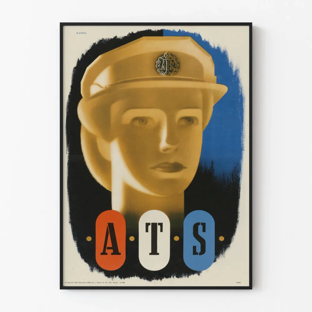 Vintagehenkilökuvajuliste ATS-lippalakissa seinäkoristeeksi