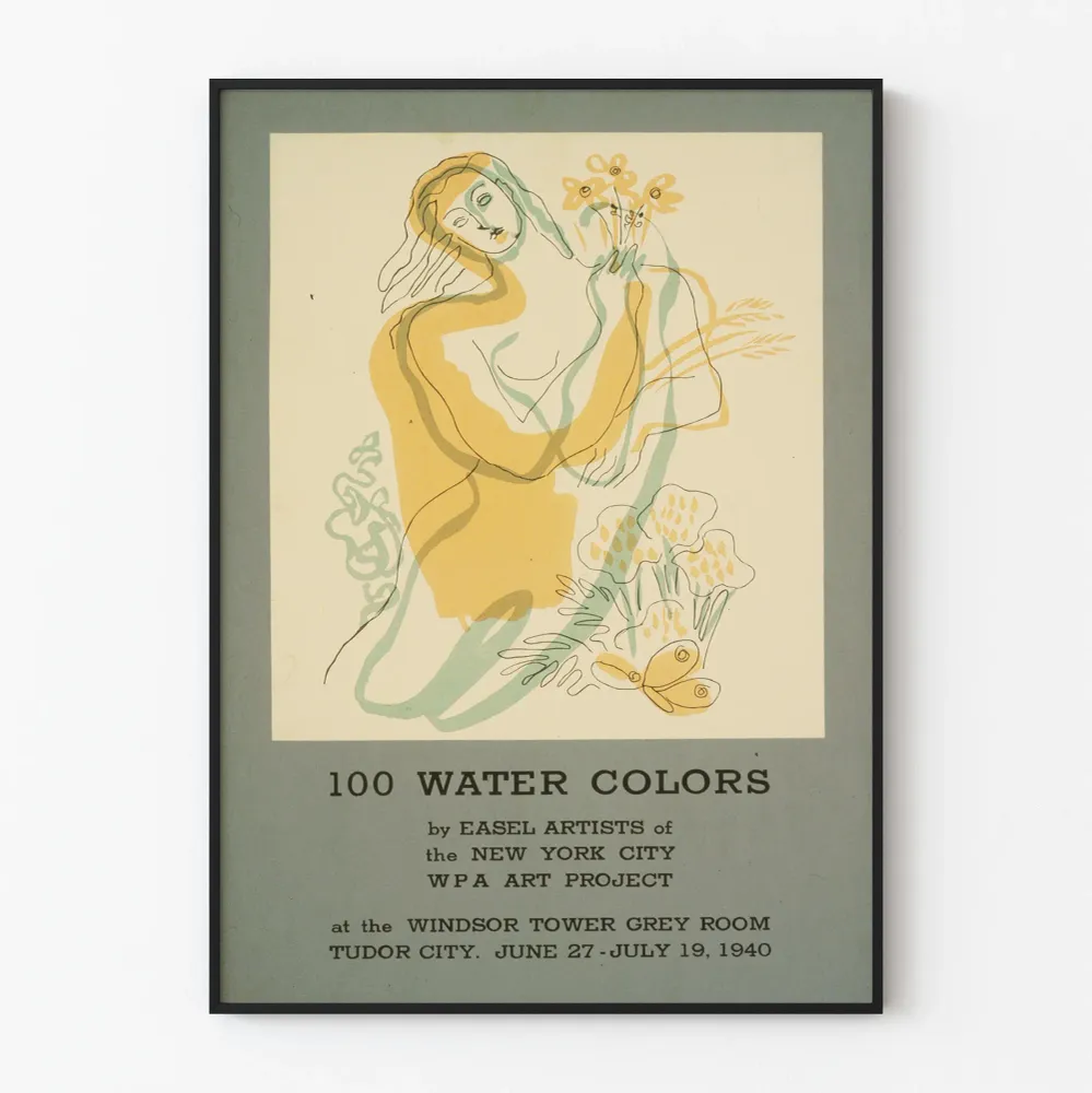 Vintagejuliste 100 Vesivärit New York City WPA Taideprojekti