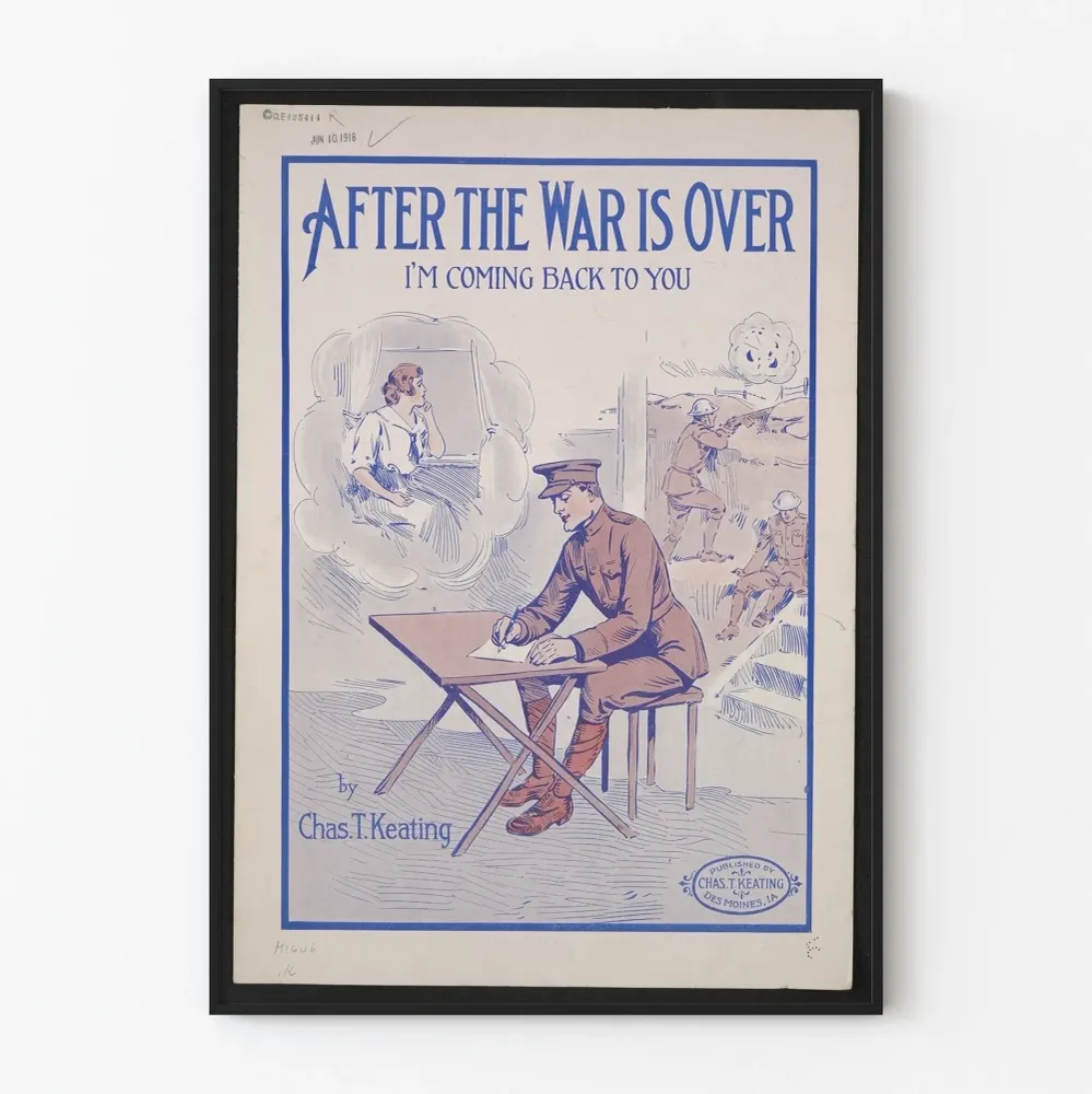 Vintagejuliste "After War Is Over" - Seinäsisustus Sotilas ja Muisto