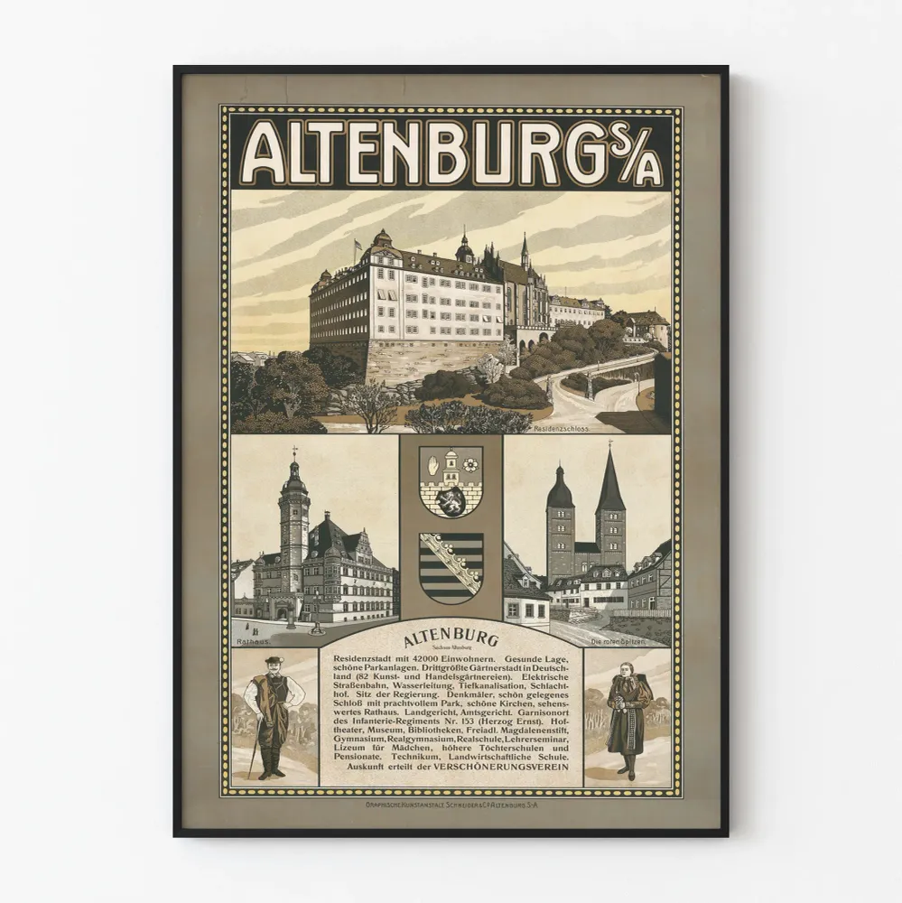 Vintagejuliste Altenburg Sachsen - Historiallinen seinäkoriste